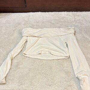 Off-Shoulder Cream Long Sleeve Top